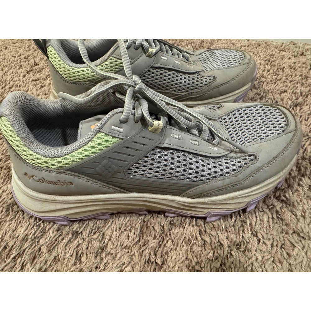 Columbia Women's‎ Trail Hiking Shoes Gray Green Lace Up Size 7.5